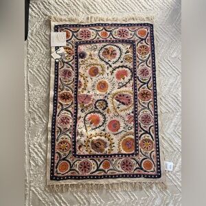 New Boho Embroidered Accent Rug- Multicolor